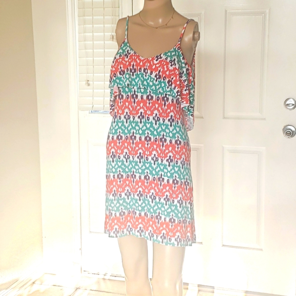 Tart S flounce spaghetti strap mini soft stretchy Aztec print